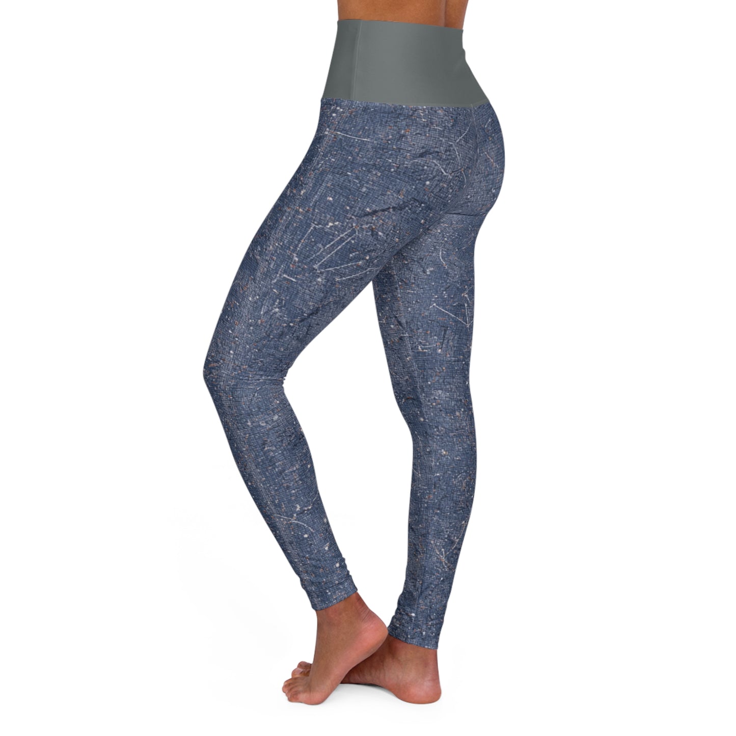 SOULIV8 Deep Space Denim Constellation Leggings – High-Waisted Yoga & Lifestyle Wear with a Celestial