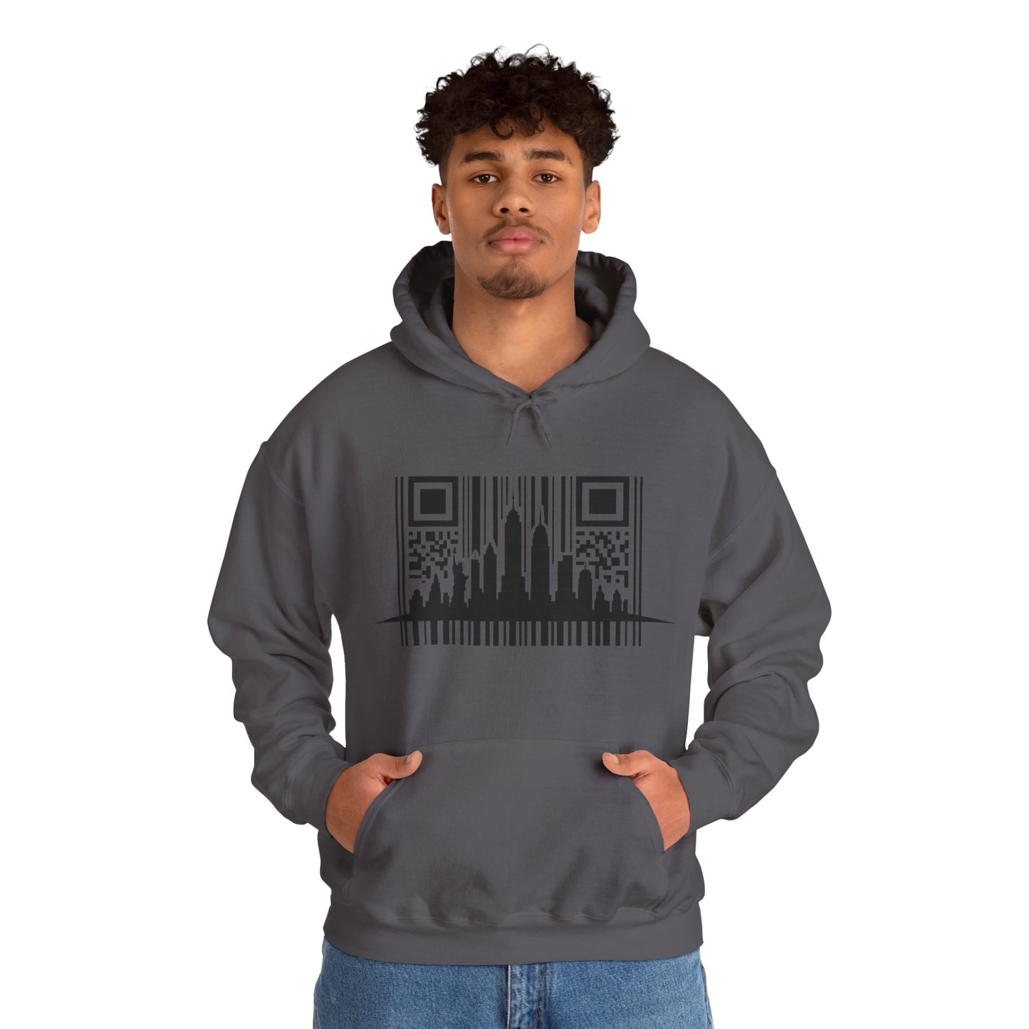 SOULIV8™ NYC Barcode Skyline Hoodie — Urban Streetwear with a Bold Edge