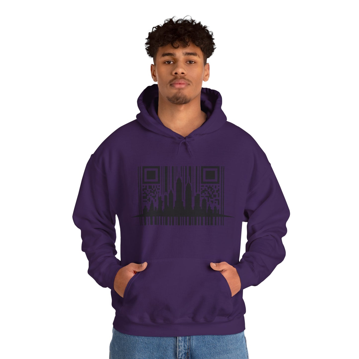SOULIV8™ NYC Barcode Skyline Hoodie — Urban Streetwear with a Bold Edge