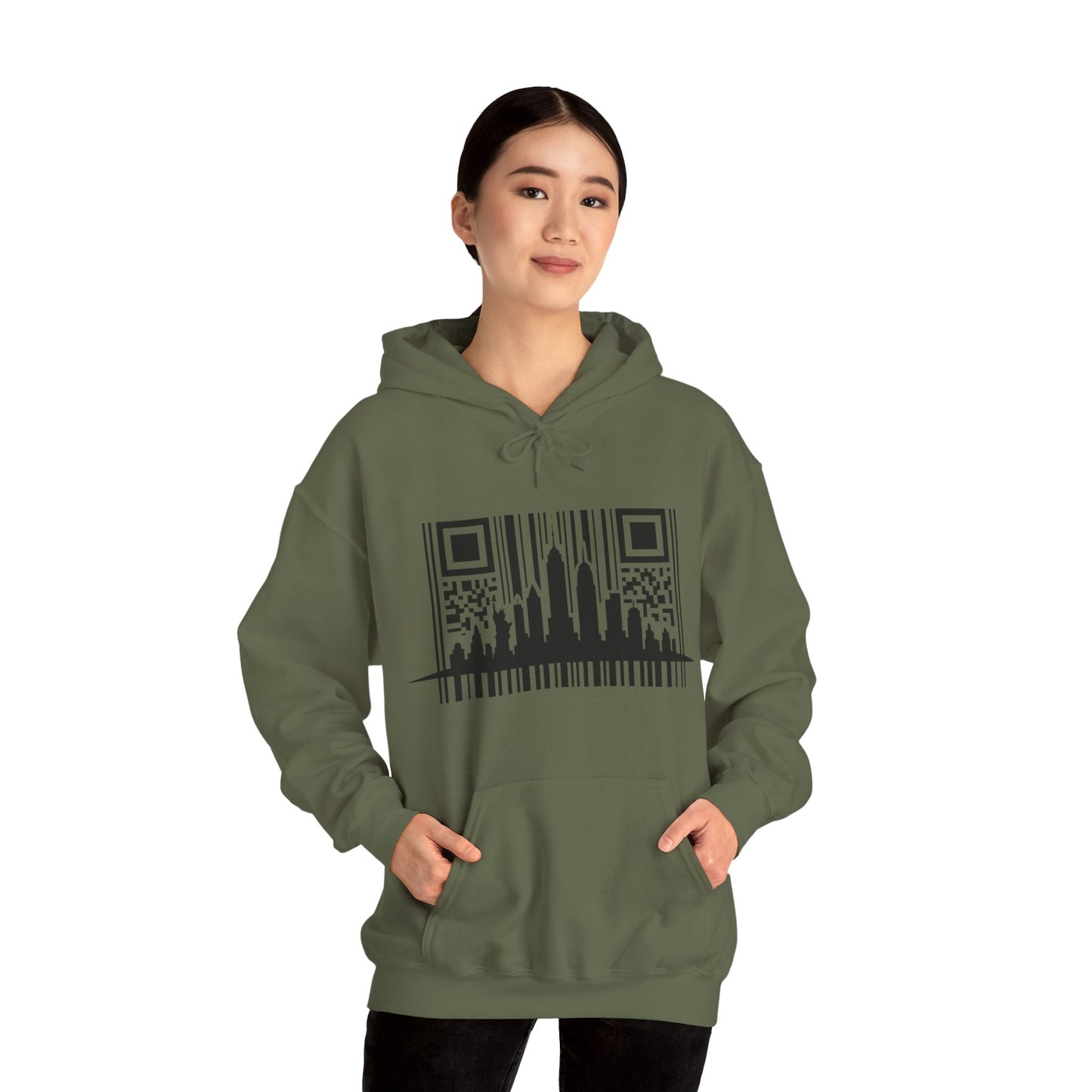SOULIV8™ NYC Barcode Skyline Hoodie — Urban Streetwear with a Bold Edge