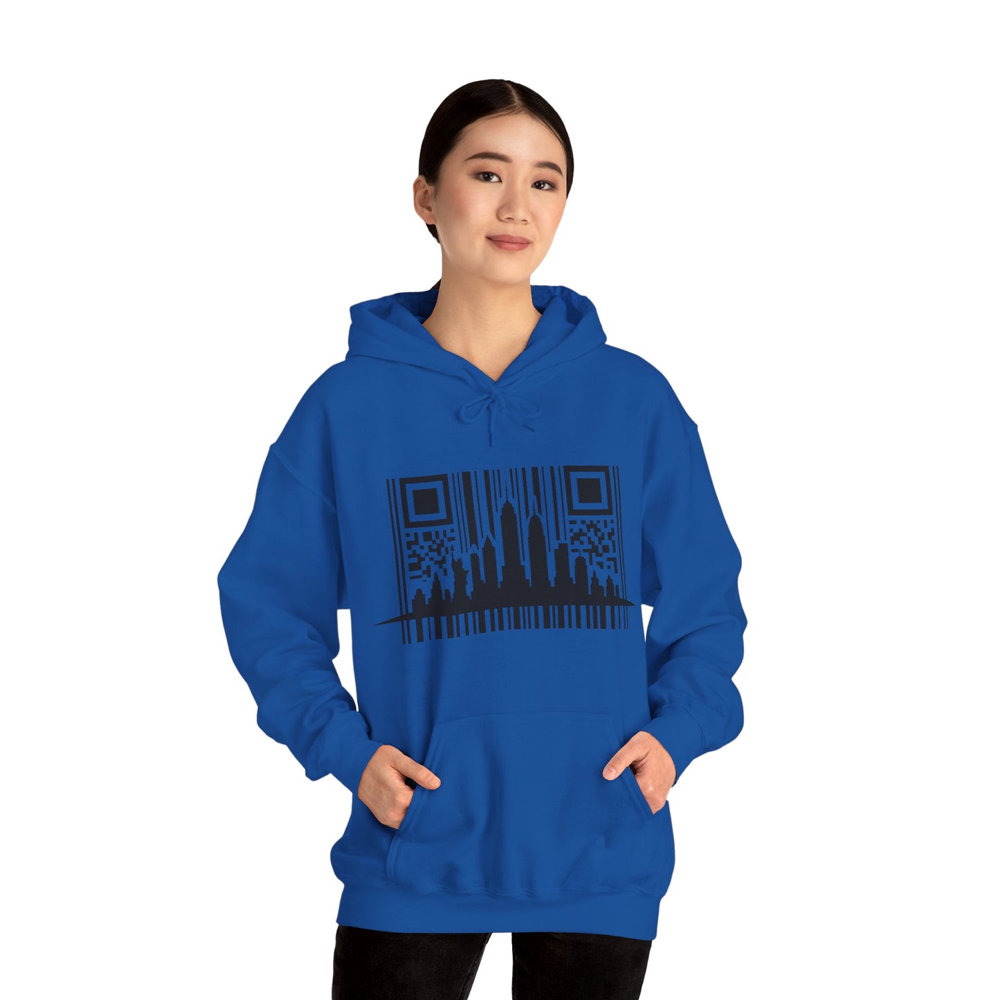 SOULIV8™ NYC Barcode Skyline Hoodie — Urban Streetwear with a Bold Edge