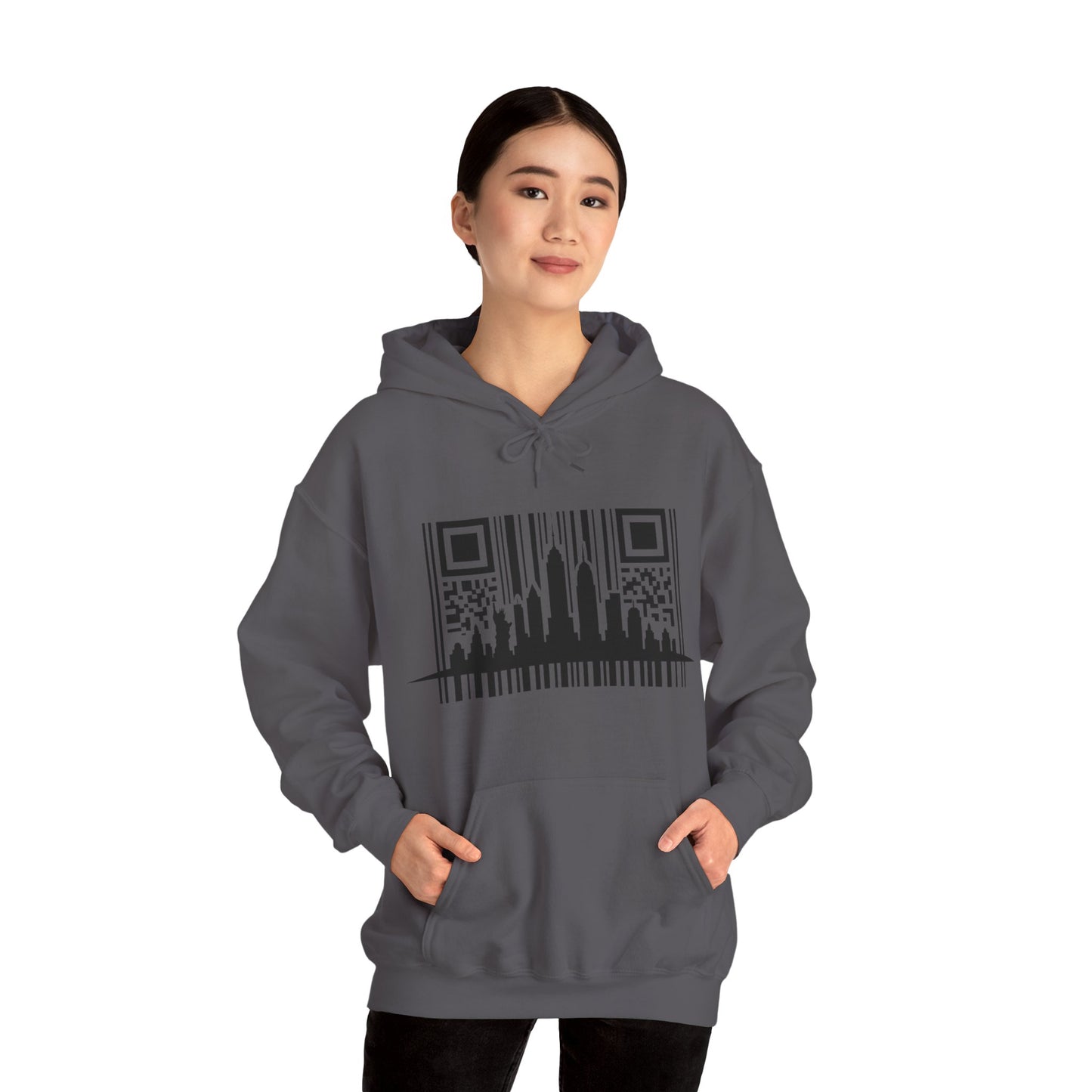 SOULIV8™ NYC Barcode Skyline Hoodie — Urban Streetwear with a Bold Edge