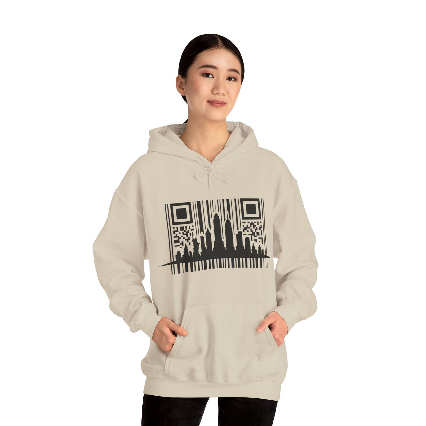 SOULIV8™ NYC Barcode Skyline Hoodie — Urban Streetwear with a Bold Edge