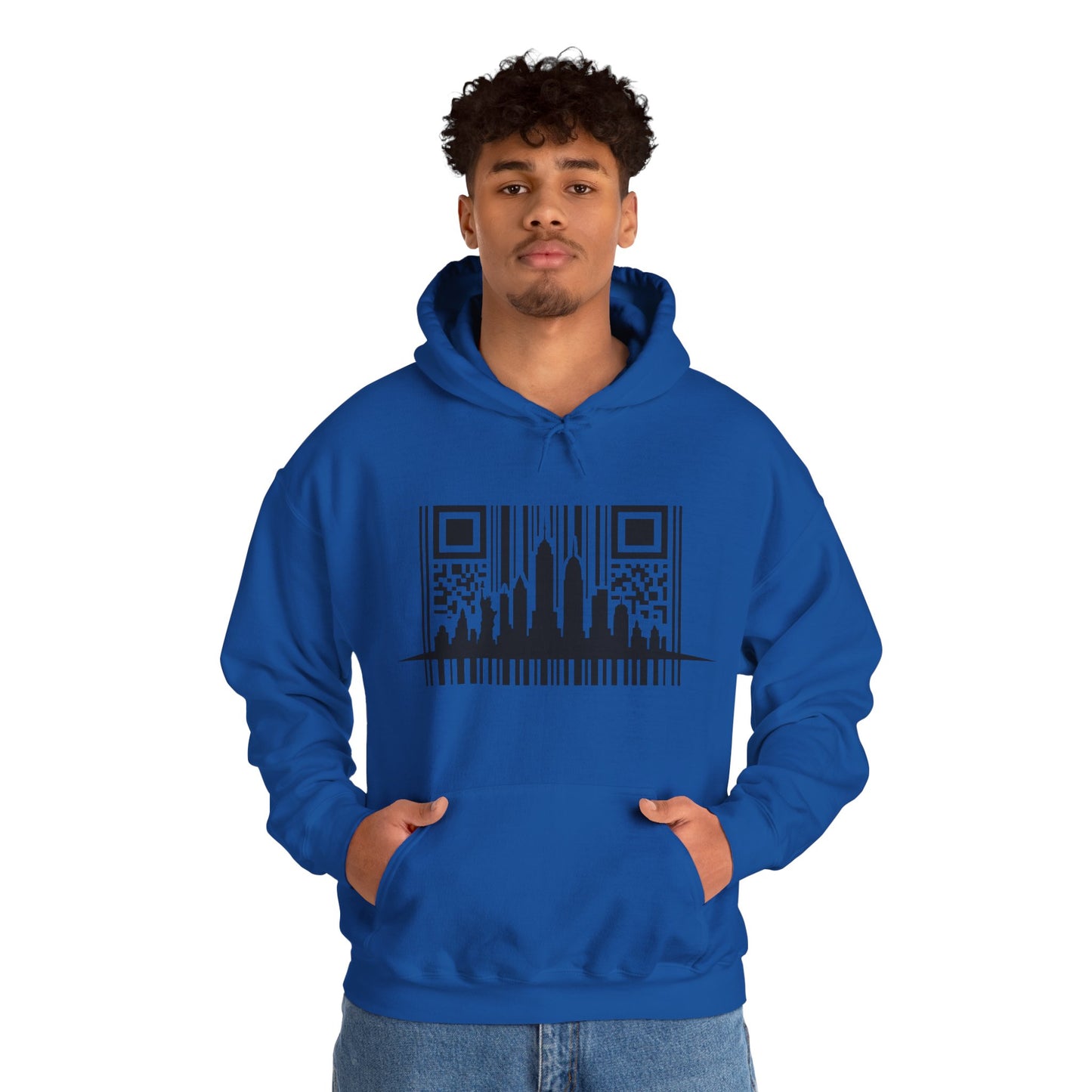 SOULIV8™ NYC Barcode Skyline Hoodie — Urban Streetwear with a Bold Edge