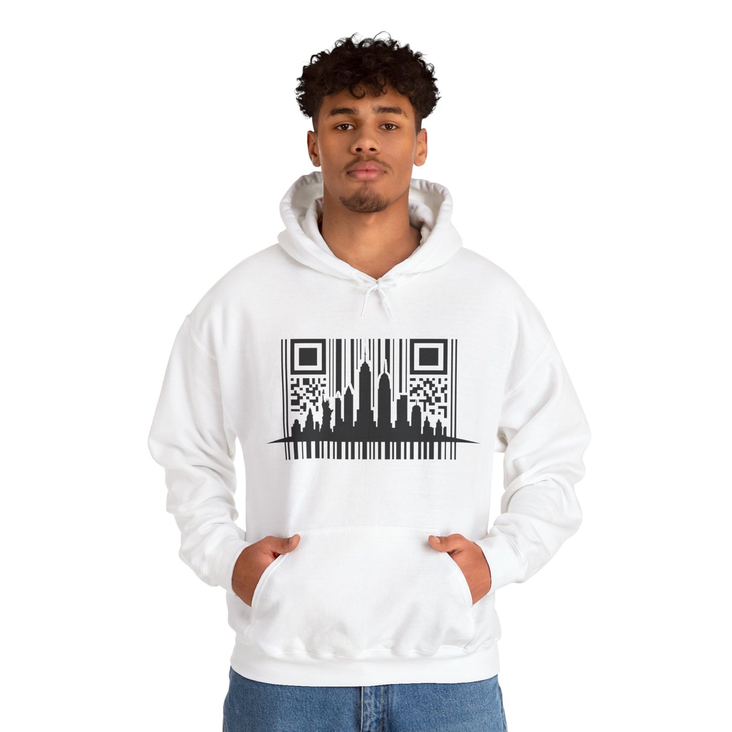 SOULIV8™ NYC Barcode Skyline Hoodie — Urban Streetwear with a Bold Edge