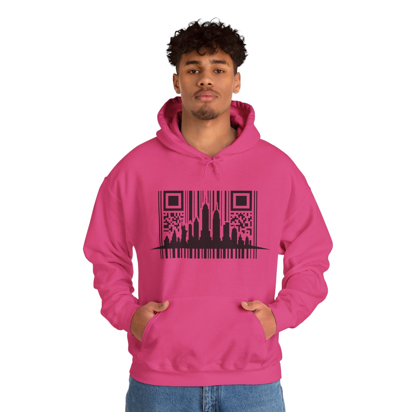 SOULIV8™ NYC Barcode Skyline Hoodie — Urban Streetwear with a Bold Edge