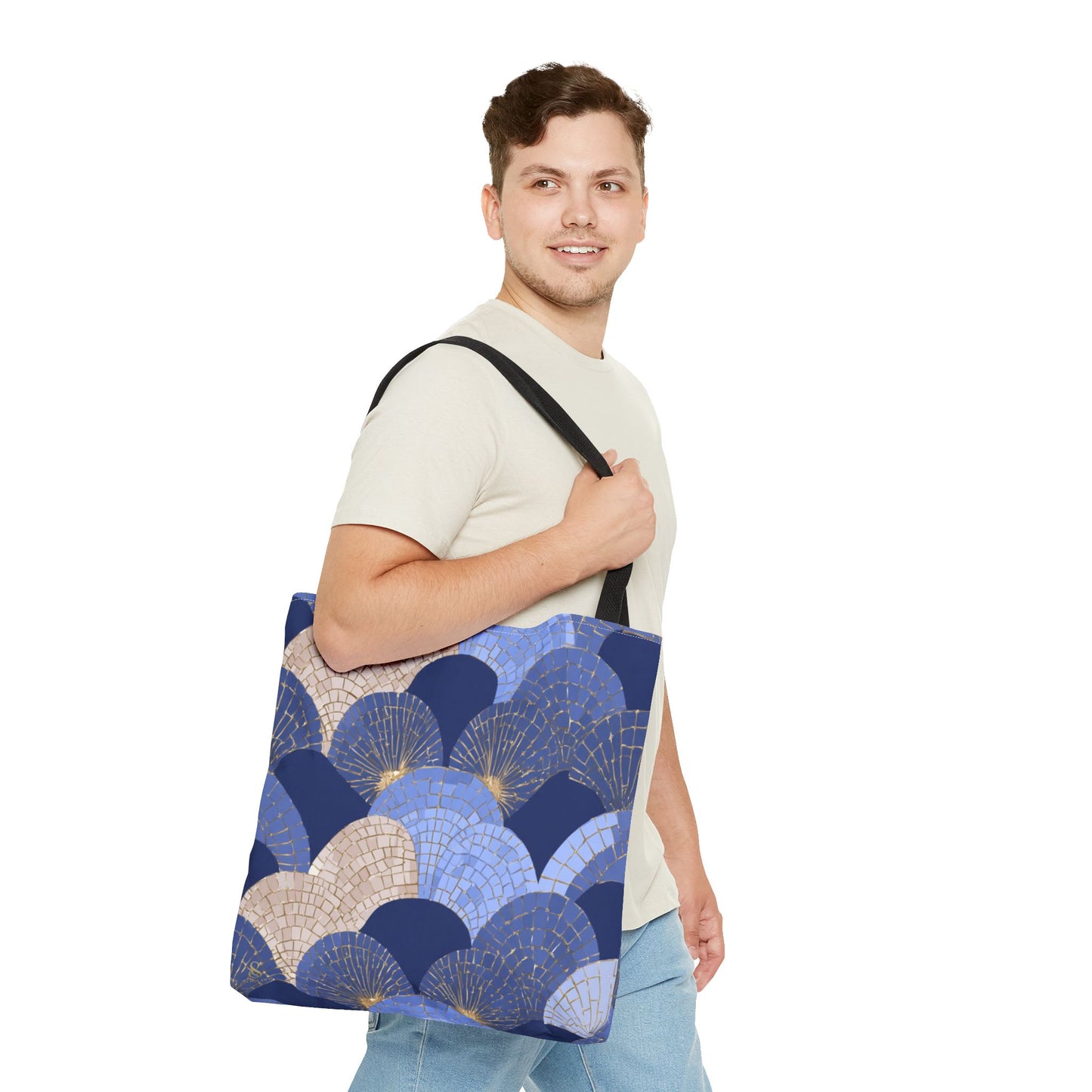 SOULIV8 Elegant Blue Fan Tote Bag | Stylish Reusable Carryall – Durable, Eco-Friendly, and Chic