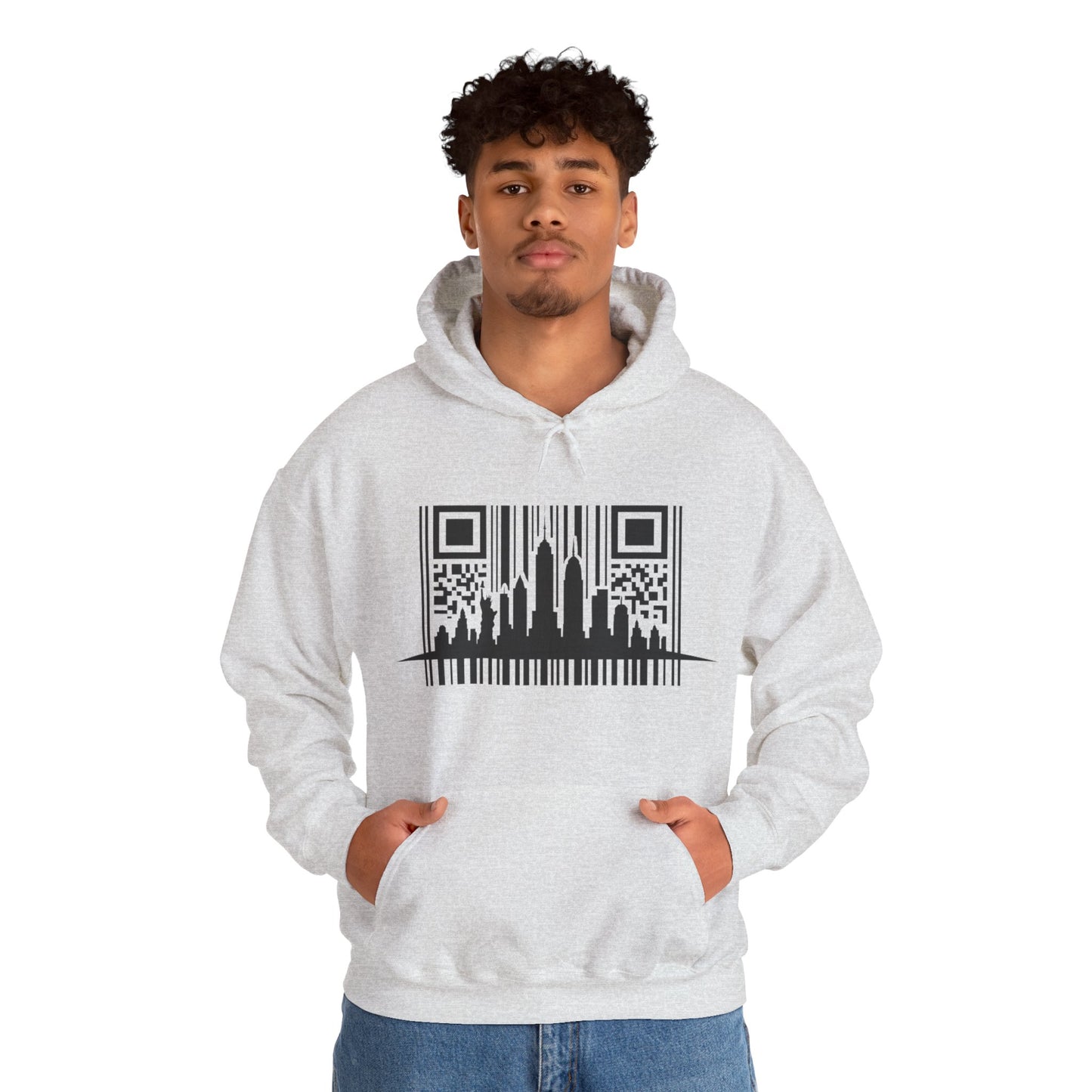 SOULIV8™ NYC Barcode Skyline Hoodie — Urban Streetwear with a Bold Edge