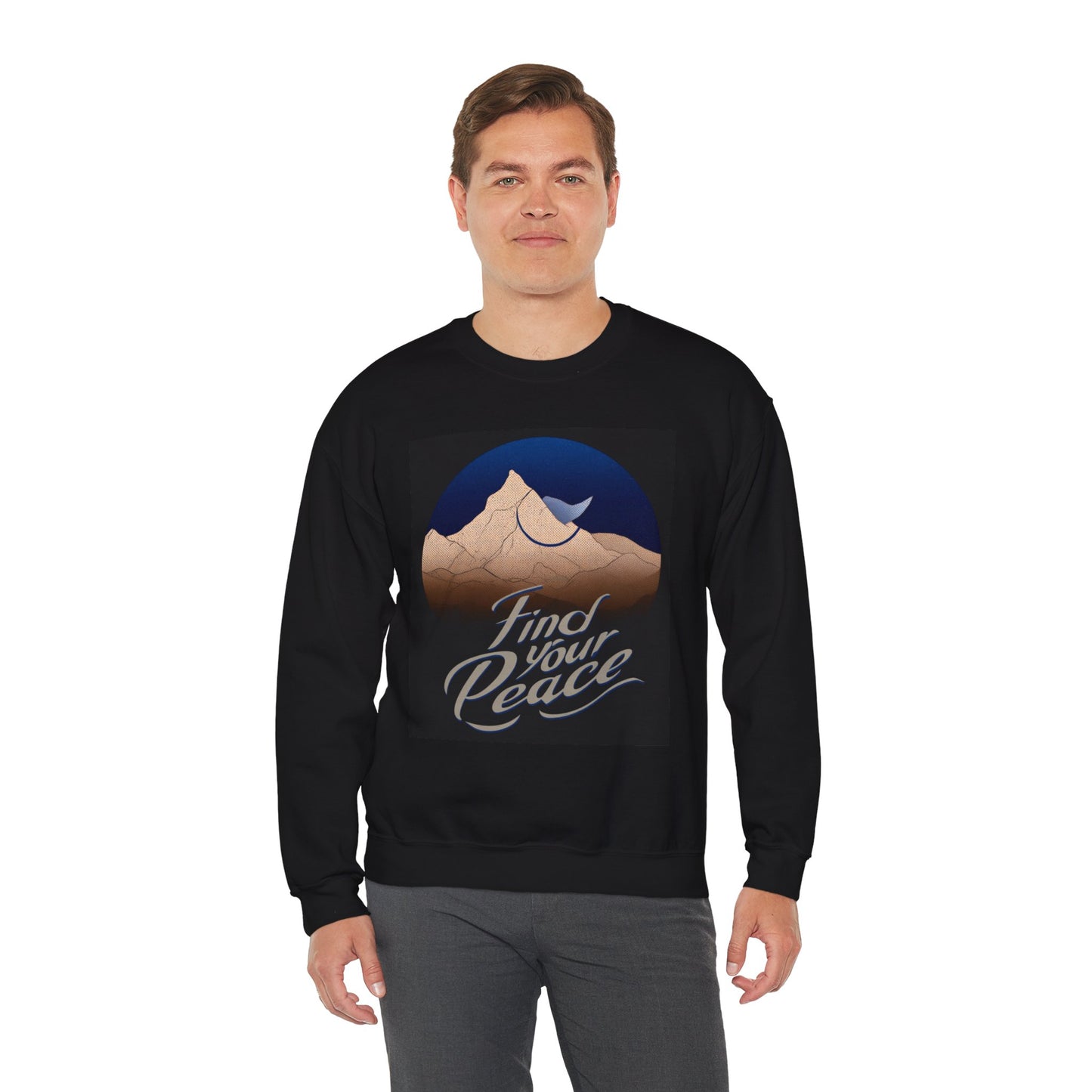 Peaceful Mountain Crewneck Sweatshirt – Cozy Unisex Nature-Inspired Style by SOULIV8