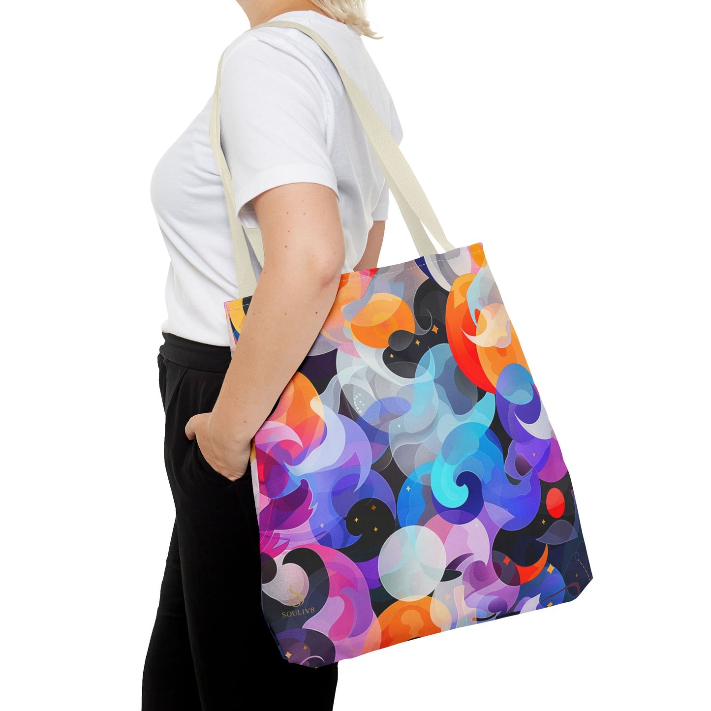 SOULIV8 Vibrant Abstract Tote Bag – Eco-Friendly Artistic Handbag, Unique Gift, Stylish Everyday Accessory