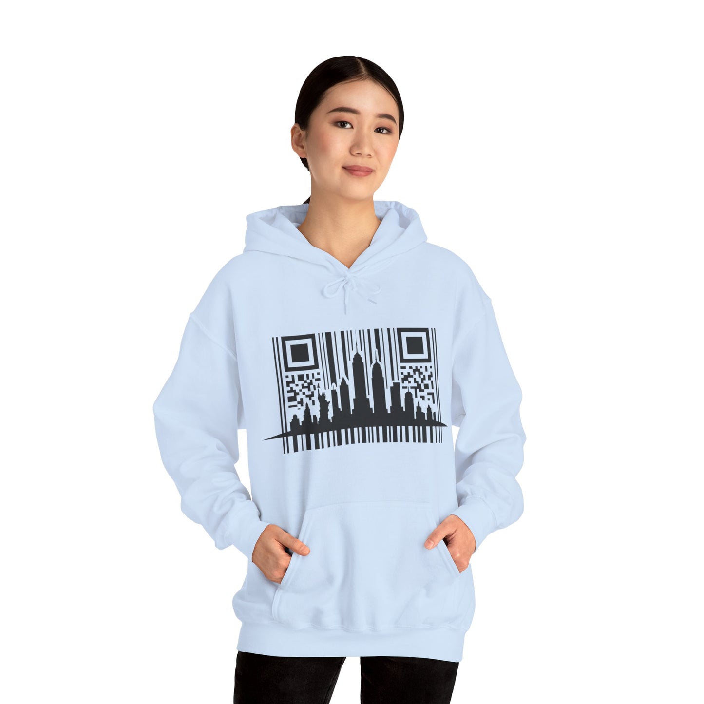 SOULIV8™ NYC Barcode Skyline Hoodie — Urban Streetwear with a Bold Edge