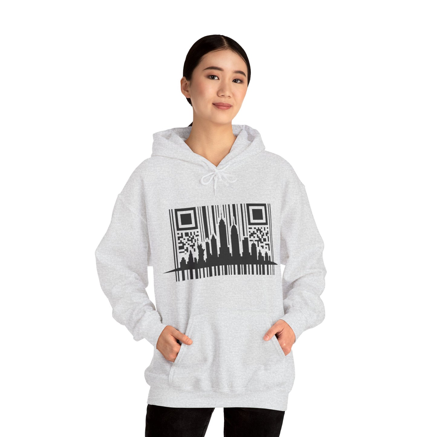 SOULIV8™ NYC Barcode Skyline Hoodie — Urban Streetwear with a Bold Edge