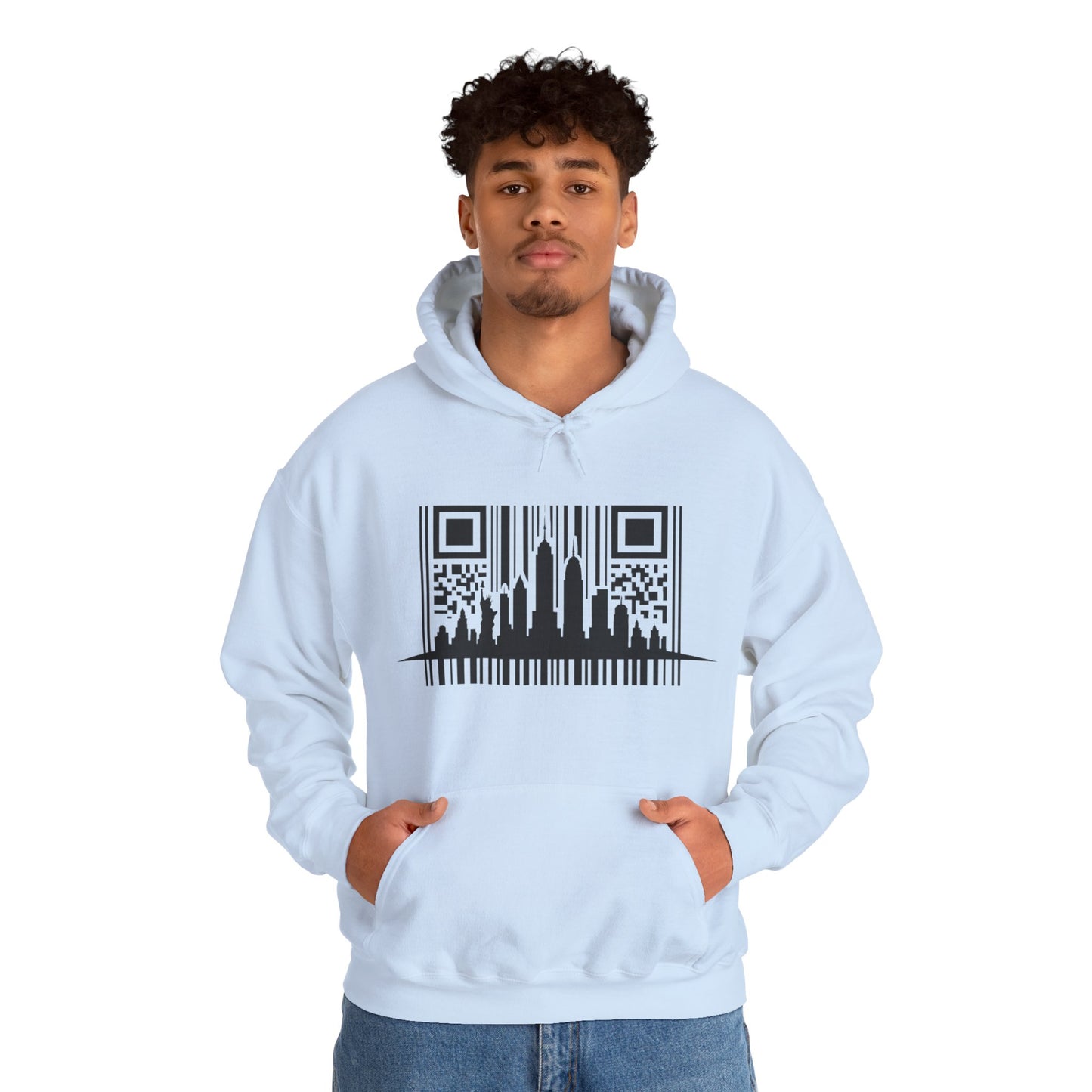 SOULIV8™ NYC Barcode Skyline Hoodie — Urban Streetwear with a Bold Edge