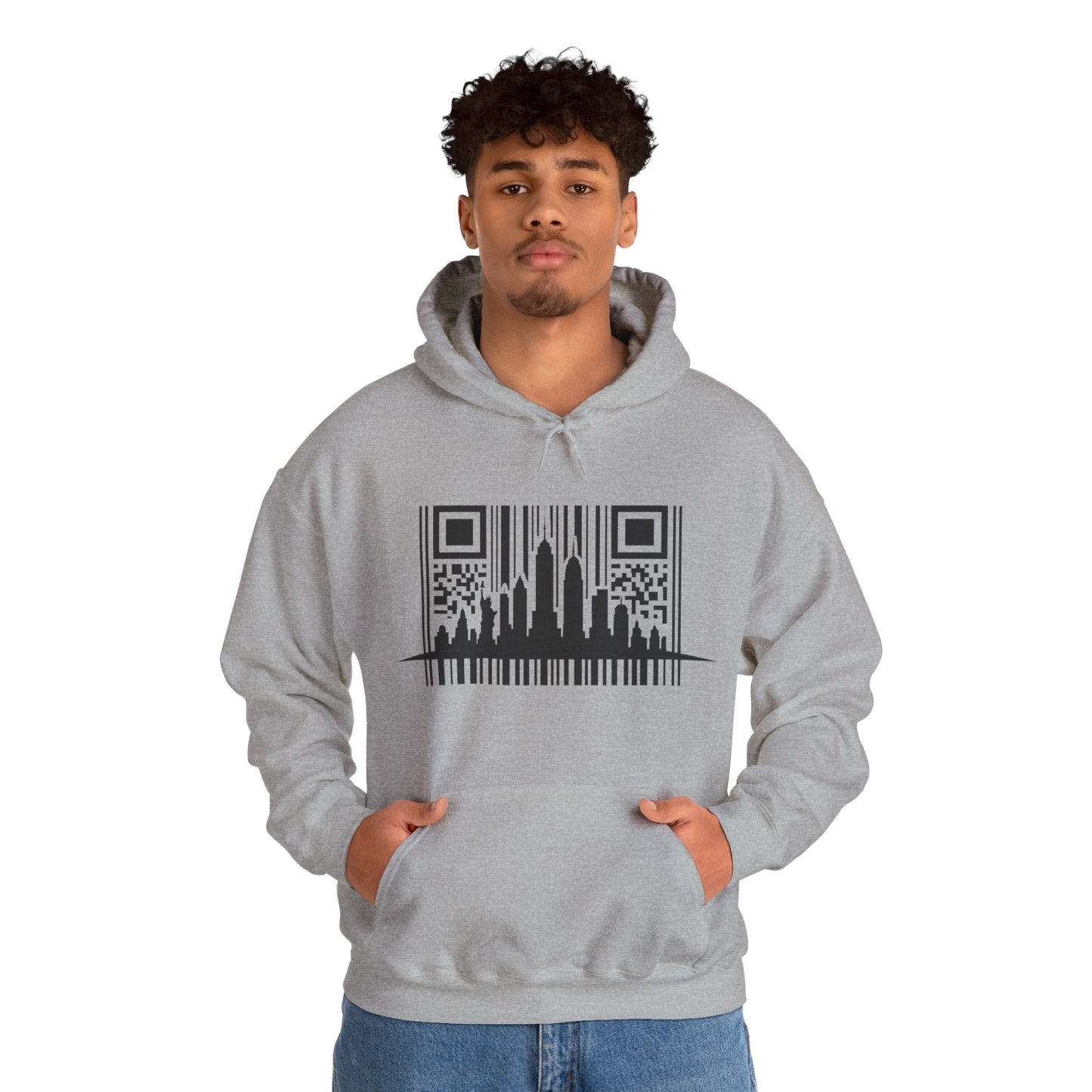 SOULIV8™ NYC Barcode Skyline Hoodie — Urban Streetwear with a Bold Edge