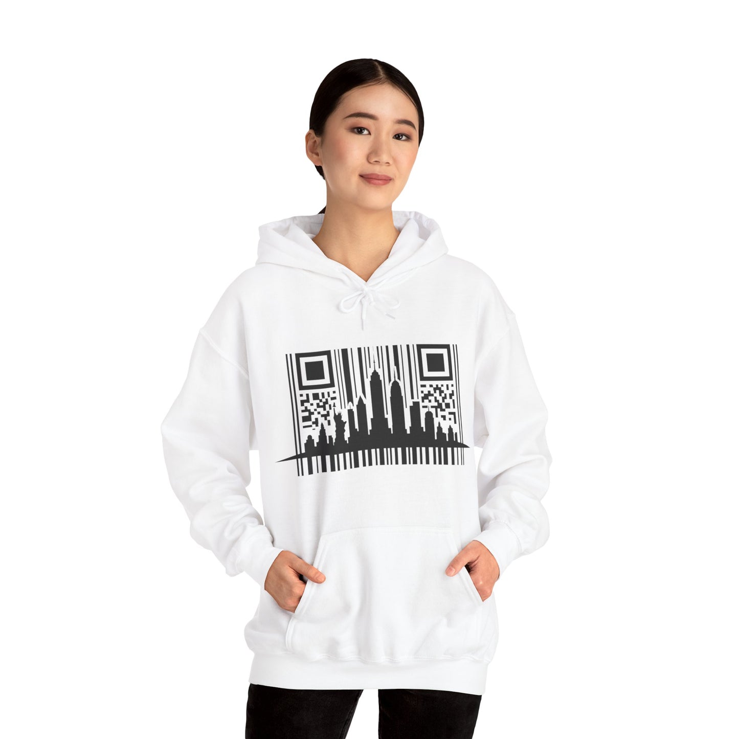 SOULIV8™ NYC Barcode Skyline Hoodie — Urban Streetwear with a Bold Edge