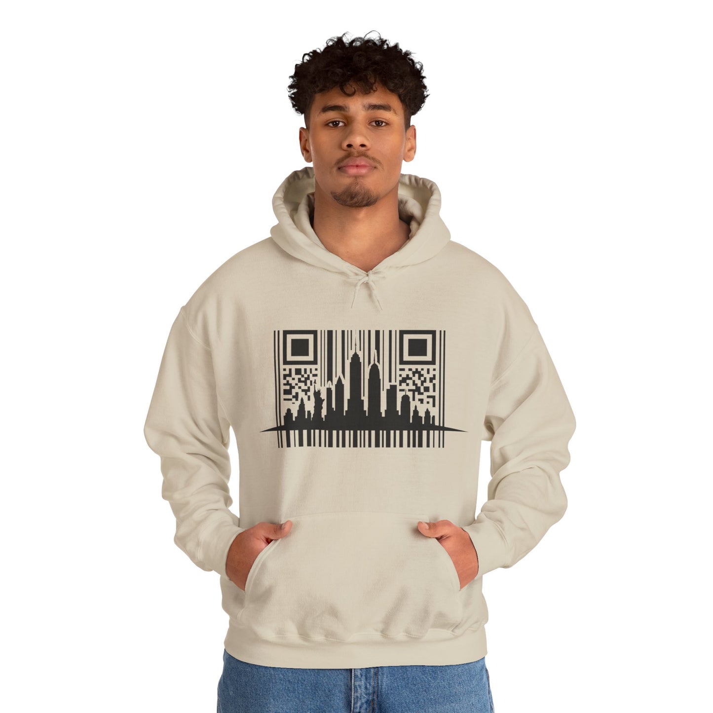 SOULIV8™ NYC Barcode Skyline Hoodie — Urban Streetwear with a Bold Edge