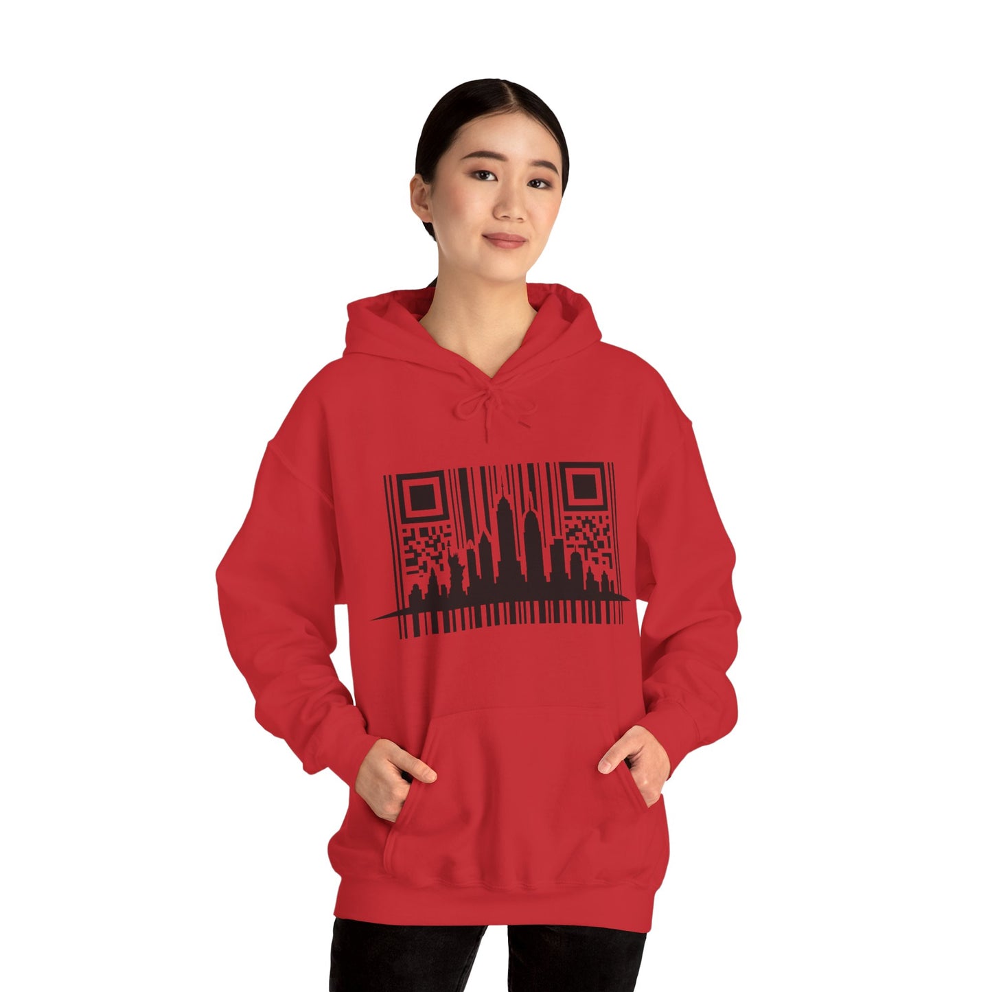 SOULIV8™ NYC Barcode Skyline Hoodie — Urban Streetwear with a Bold Edge