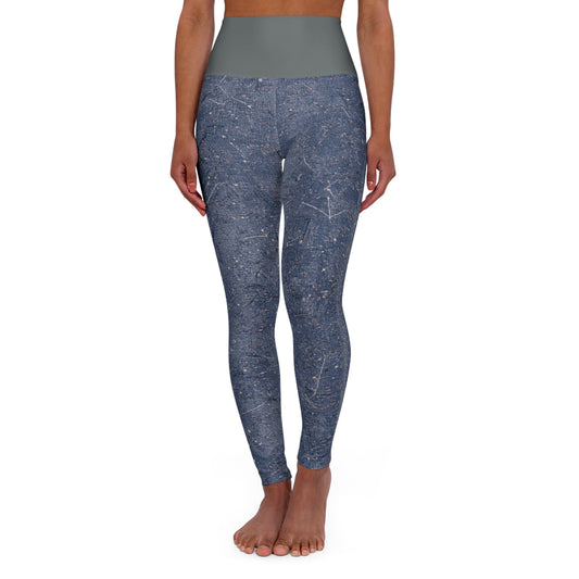 SOULIV8 Deep Space Denim Constellation Leggings – High-Waisted Yoga & Lifestyle Wear with a Celestial