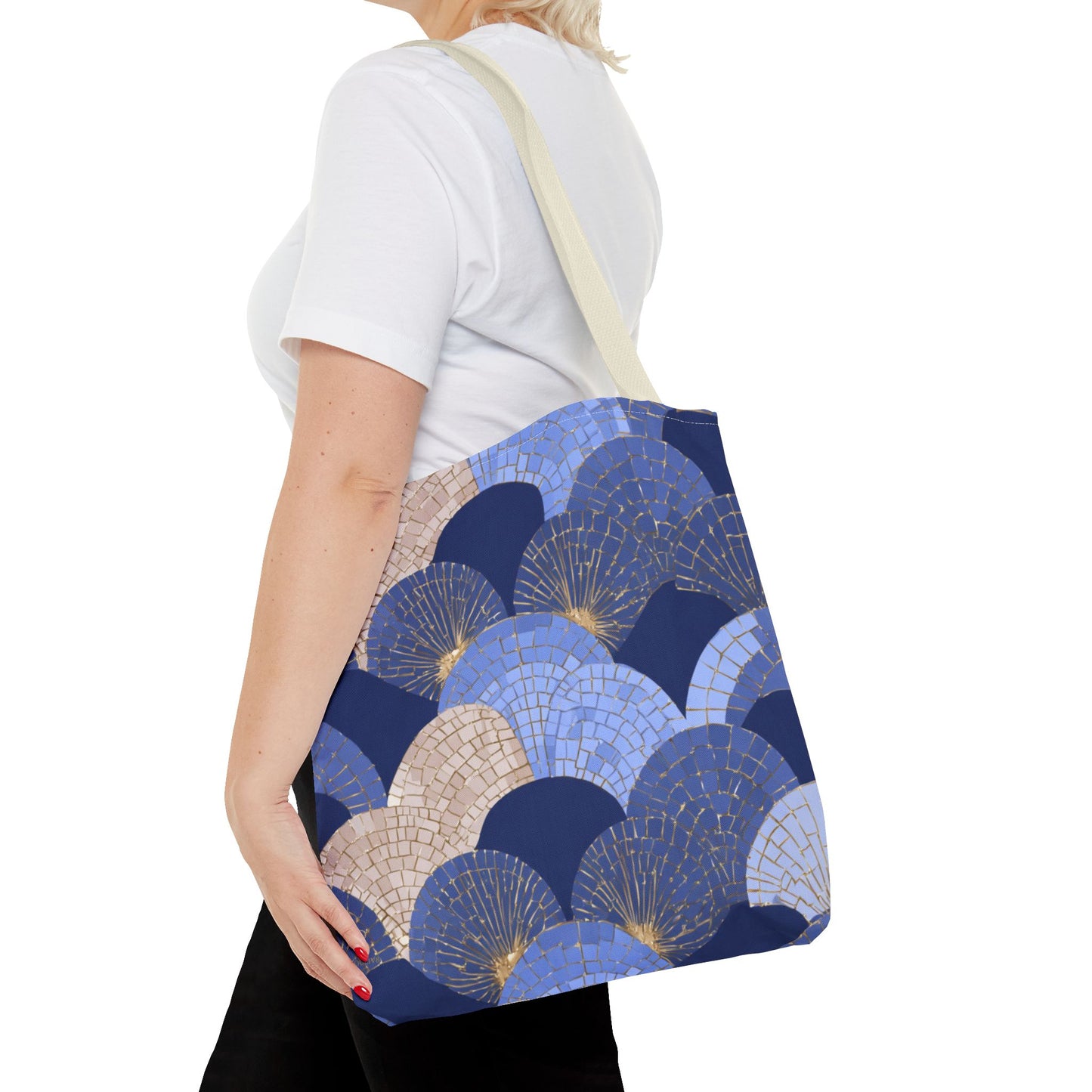 SOULIV8 Elegant Blue Fan Tote Bag | Stylish Reusable Carryall – Durable, Eco-Friendly, and Chic