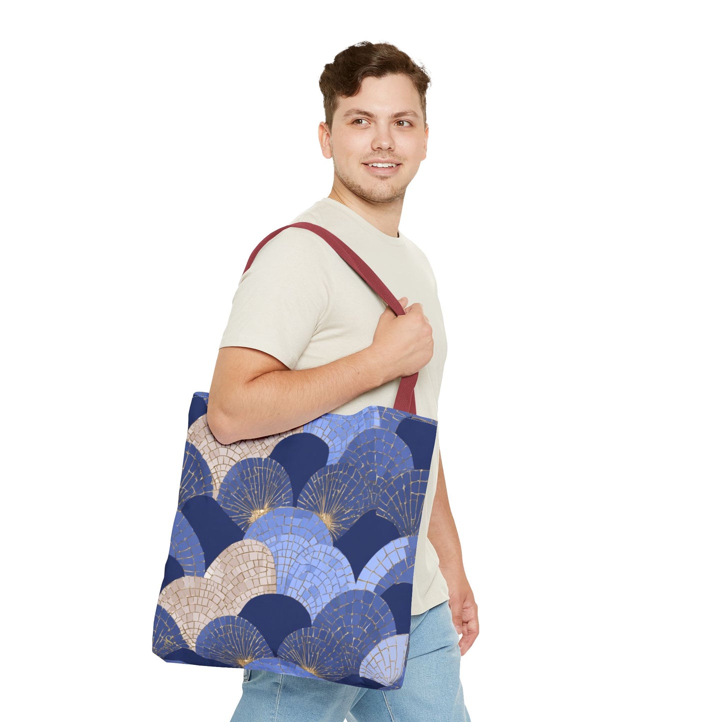 SOULIV8 Elegant Blue Fan Tote Bag | Stylish Reusable Carryall – Durable, Eco-Friendly, and Chic