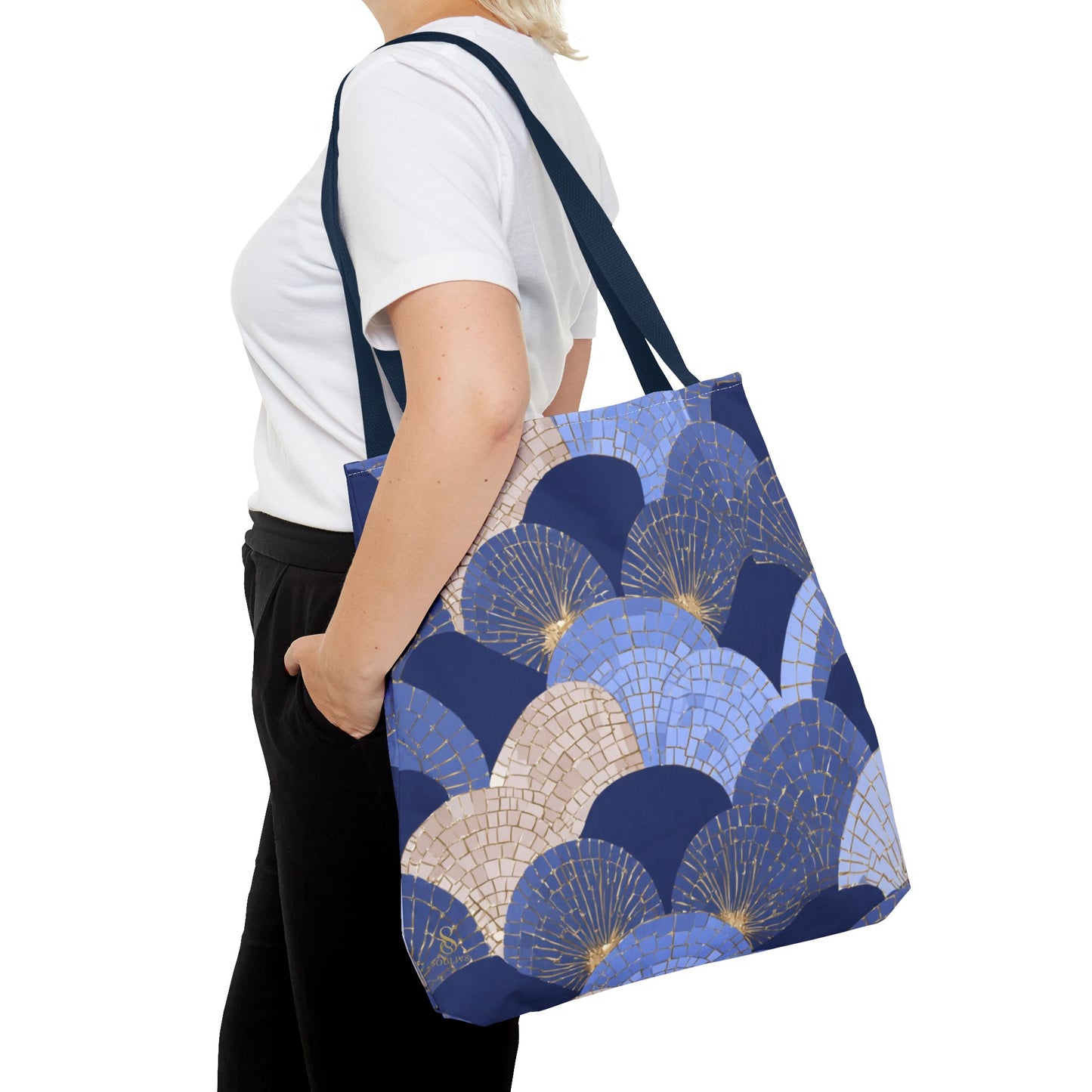 SOULIV8 Elegant Blue Fan Tote Bag | Stylish Reusable Carryall – Durable, Eco-Friendly, and Chic