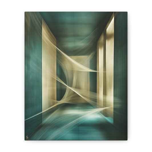 SOULIV8™ Abstract Metallic Motion Canvas | Futuristic Wall Art, Teal & Gold Modern Print, Statement Piece for Luxury Interiors