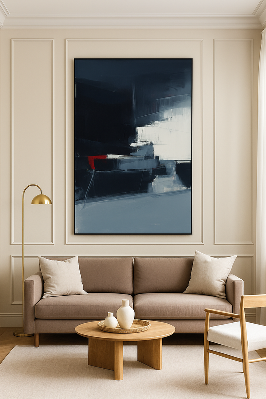 Souliv8,Modern Abstract Canvas Art, Black and White Wall Decor, Minimalist Painting, Home Office Decor, Gift for Art Lovers