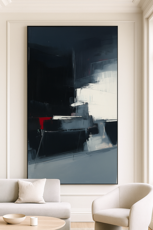 Souliv8,Modern Abstract Canvas Art, Black and White Wall Decor, Minimalist Painting, Home Office Decor, Gift for Art Lovers