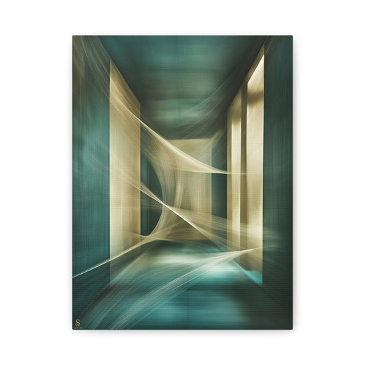 SOULIV8™ Abstract Metallic Motion Canvas | Futuristic Wall Art, Teal & Gold Modern Print, Statement Piece for Luxury Interiors