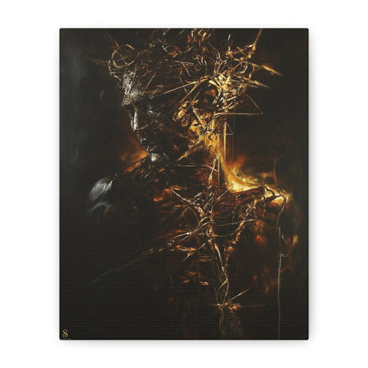 SOULIV8™ Dark Fusion Canvas | Abstract Human Form, Molten Bronze & Charcoal Wall Art, Luxury Emotional Expressionist Print