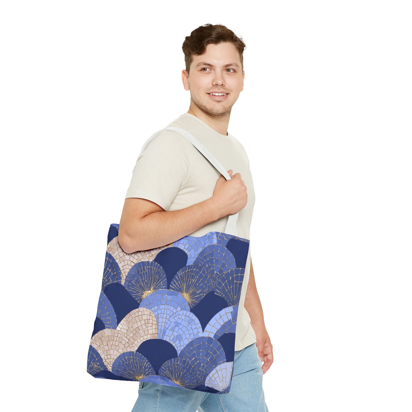 SOULIV8 Elegant Blue Fan Tote Bag | Stylish Reusable Carryall – Durable, Eco-Friendly, and Chic