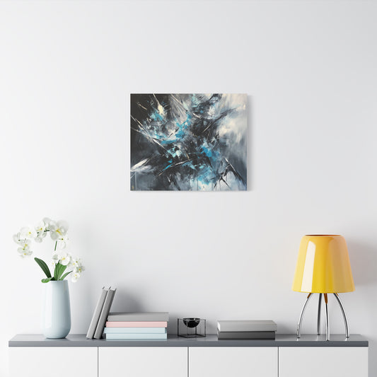 SOULIV8™ Abstract Chaos Canvas | Ice Blue & Charcoal Expressionist Wall Art, Modern Energy Painting for Bold Interiors