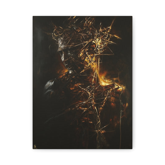 SOULIV8™ Dark Fusion Canvas | Abstract Human Form, Molten Bronze & Charcoal Wall Art, Luxury Emotional Expressionist Print