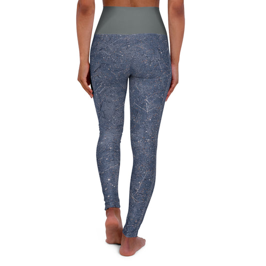 SOULIV8 Deep Space Denim Constellation Leggings – High-Waisted Yoga & Lifestyle Wear with a Celestial