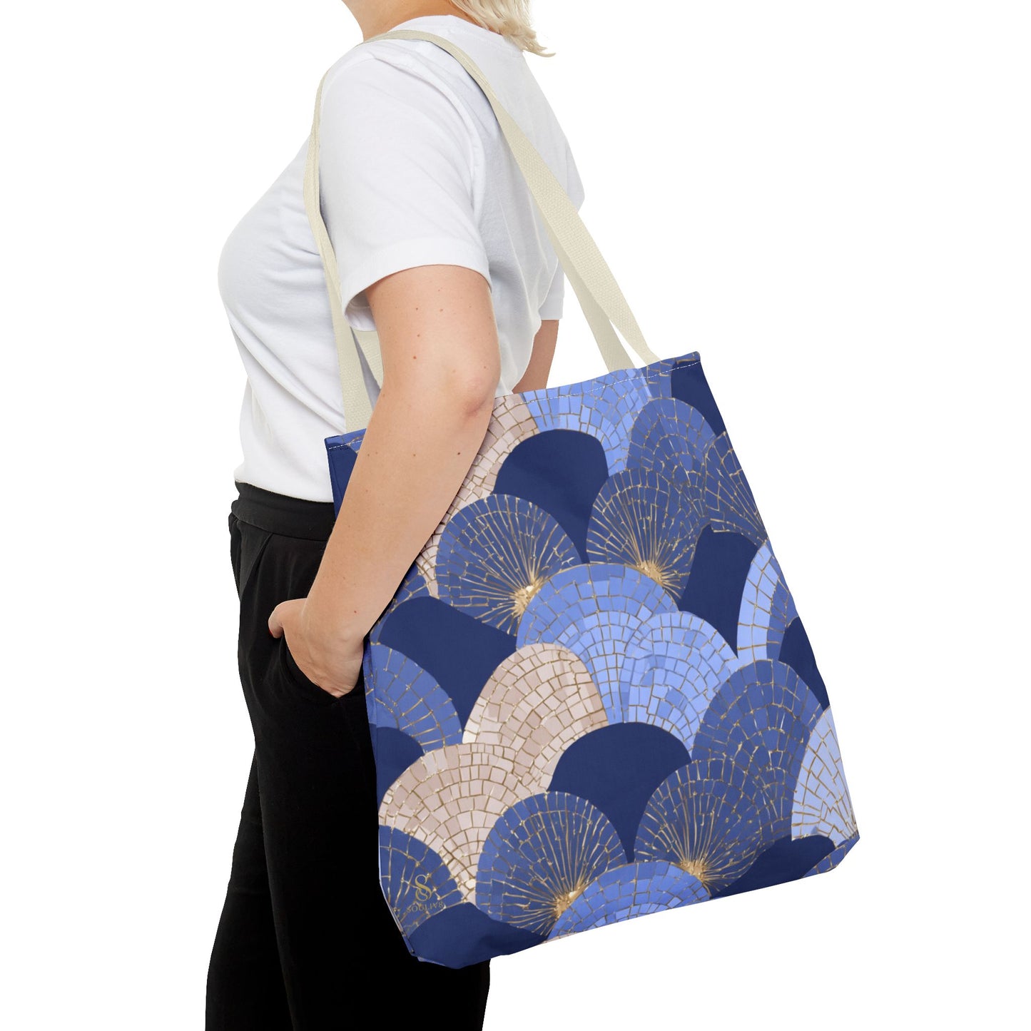 SOULIV8 Elegant Blue Fan Tote Bag | Stylish Reusable Carryall – Durable, Eco-Friendly, and Chic